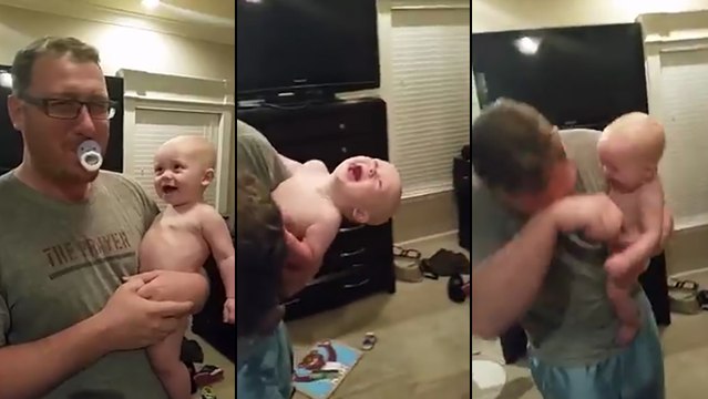 Quand bébé a un fou rire avec papa !