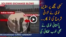 Indian And Pakistani Soldiers Throwing Punches During Ceremony At Border