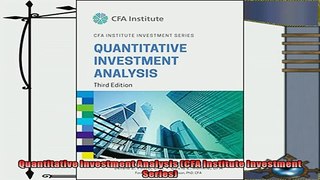 behold  Quantitative Investment Analysis CFA Institute Investment Series