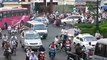 Saigon Traffic on a busy roundabout in HCMC, Vietnam