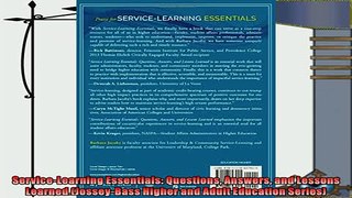 complete  ServiceLearning Essentials Questions Answers and Lessons Learned JosseyBass Higher and