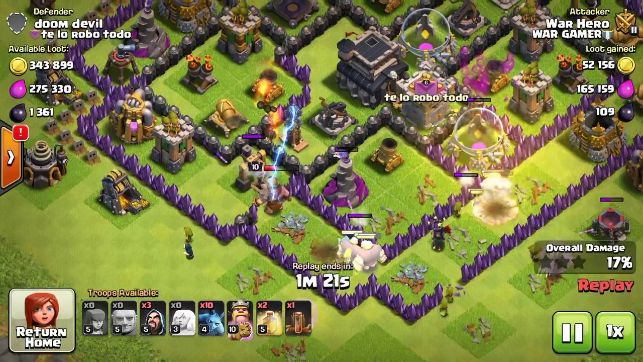 Clash Of Clan - Towan Hall 8 Giant,Wizard,Healer,Minion Attack 26-06-2016