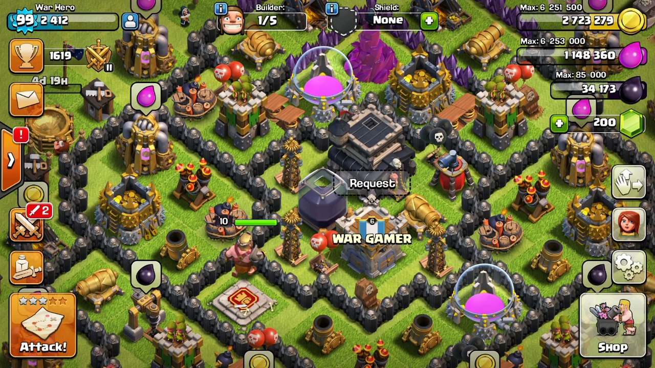Clash Of Clan - Towan Hall 8 Giant,Wizard,Minnon Attack Trips - 26-06-2016