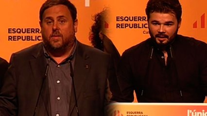 Grabriel Rufián i Oriol Junqueras valorant els resultats