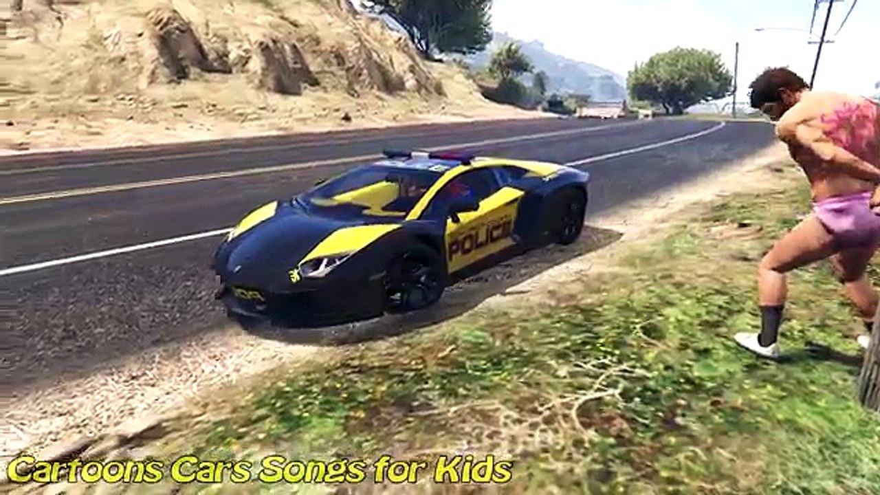 Police Sport Cars Cartoon with Policeman Spiderman Cartoon for Kids and Nursery Rhymes Son