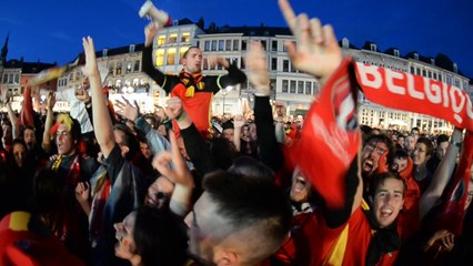 Superbe ambiance sur la place de Mons pour la victoire des Belges