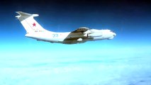 Air to air refueling strategic missile Tu-160 over Caspian Sea