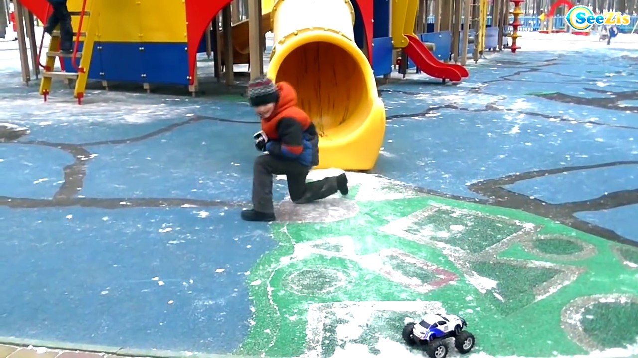 Monster Truck Toys. Video for children. Testing Monster Truck at the park. Cars Toys Review