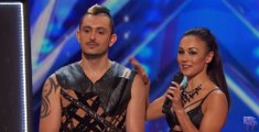 Deadly Games Knife Throwing Couple Keeps Everyone in Suspense America's Got Talent 2016 Auditions