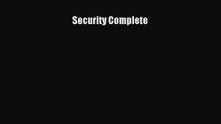 Read Security Complete Ebook Free