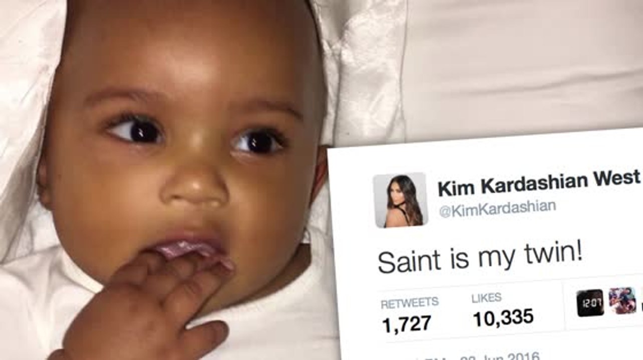 Kim kardashian sagt, dass baby saint ihr "zwilling" ist