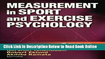 Read Measurement in Sport and Exercise Psychology With Web Resource  Ebook Free