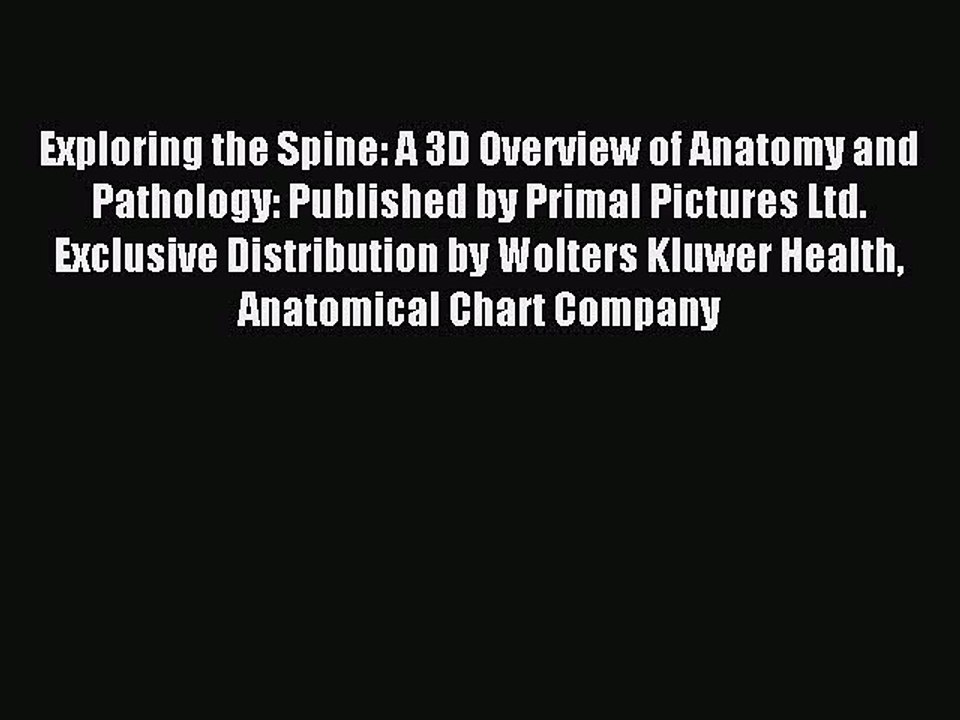 Read Exploring the Spine: A 3D Overview of Anatomy and Pathology: Published by Primal Pictures