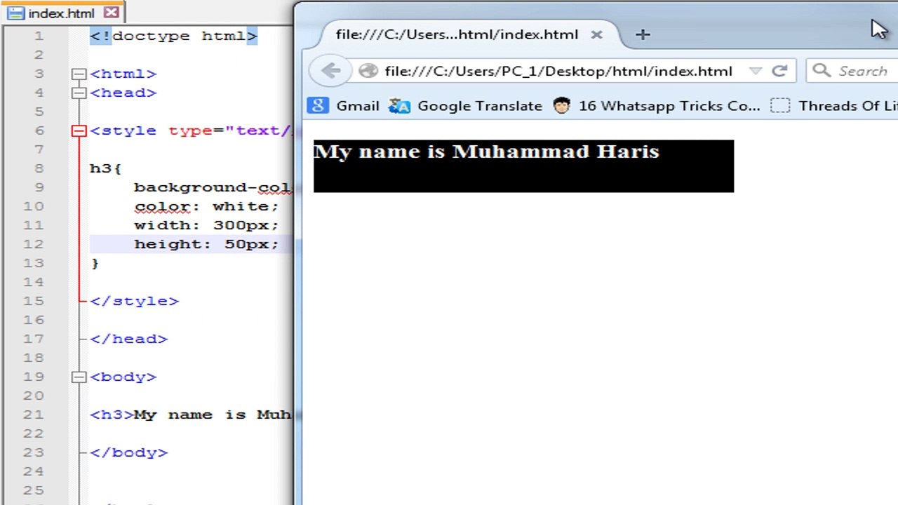 HTML CSS Width and Height