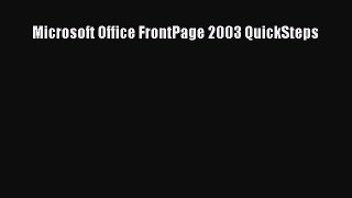 Download Microsoft Office FrontPage 2003 QuickSteps Ebook Free