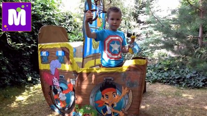 Джейк и Пираты корабль палатка Дисней и сундук с игрушками и конфетный Динозавр Джелли Бели меч смотрите наше новое видео 2016