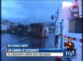 Un camión se accidentó al esquivar a niños que cruzaban en la vía Otavalo-Quito