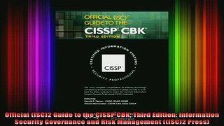 READ book  Official ISC2 Guide to the CISSP CBK Third Edition Information Security Governance and Full Ebook Online Free