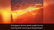 Singapore Airlines plane catches fire on runway