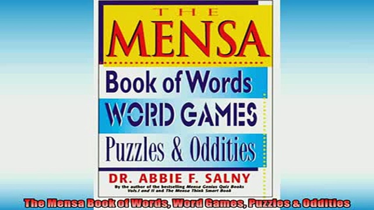 Free PDF Downlaod  The Mensa Book of Words Word Games Puzzles  Oddities READ ONLINE