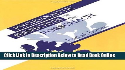 Download Psychoanalytic Perspectives on the Rorschach  PDF Free