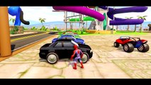 MONSTER TRUCKS MCQUEEN COLORS SMASH CARS & LIGHTNING MCQUEEN   FUN with Spiderman & Mickey Mouse_13