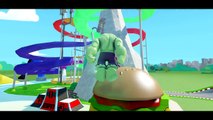 THE HULK riding his Bike with Spiderman & Disney Pixar Cars Lightning McQueen + Finger Family Song_17