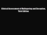 Read Clinical Assessment of Malingering and Deception Third Edition Ebook Free