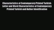 Read Characteristics of Contemporary Printed Turkish: Letter and Word Characteristics of Contemporary