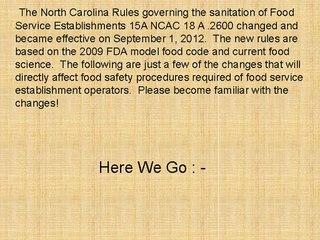 Important Changes to the North Carolina Food Service Sanitation Rules