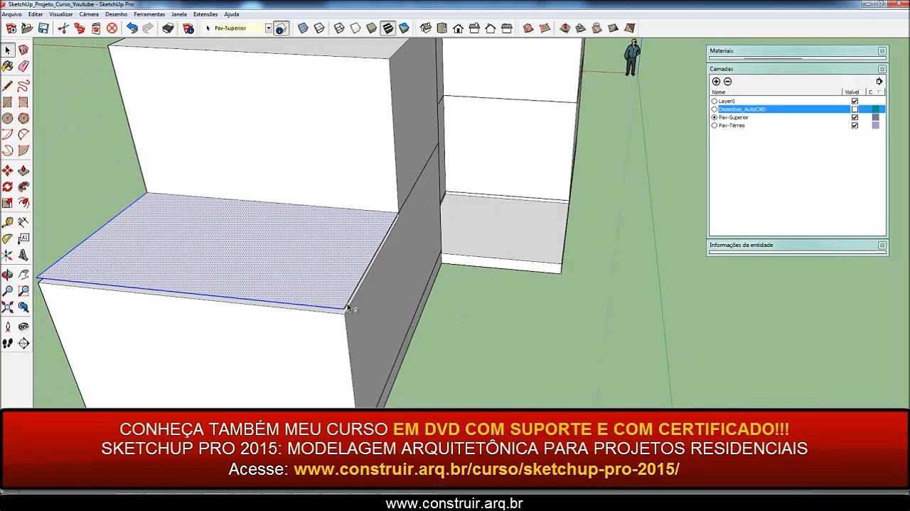 Curso SketchUp Básico Gratuito 15/40: Modelagem volumétrica do pavimento superior