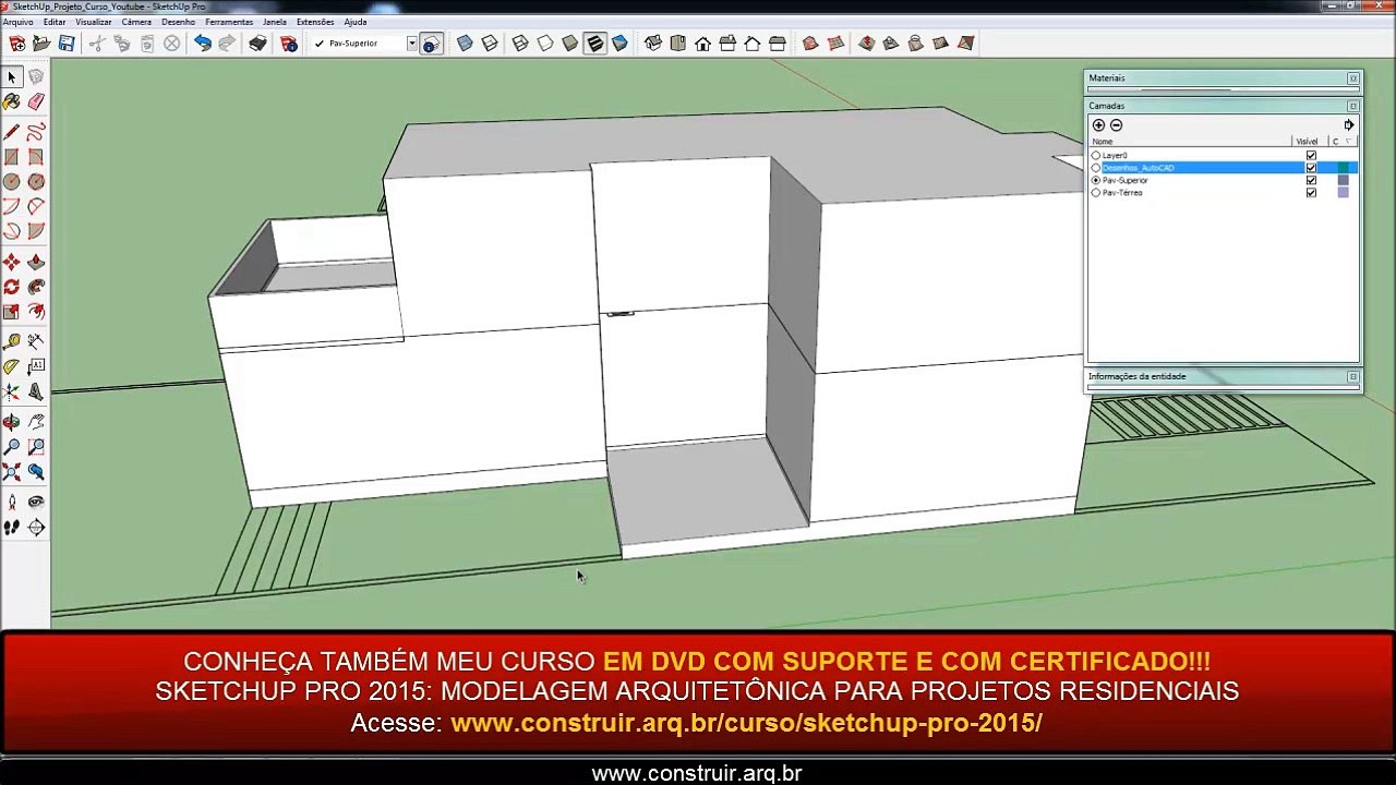 Curso SketchUp Básico Gratuito 16/40: Como calcular e desenhar inclinação de telhados?