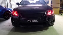 Toyota Aurion ZR6 custom headlights with colour changing LED rings