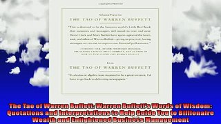 Free Full PDF Downlaod  The Tao of Warren Buffett Warren Buffetts Words of Wisdom Quotations and Full EBook