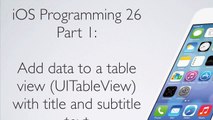 Programming iOS Apps 26 Table Views  Populating Table View with Data