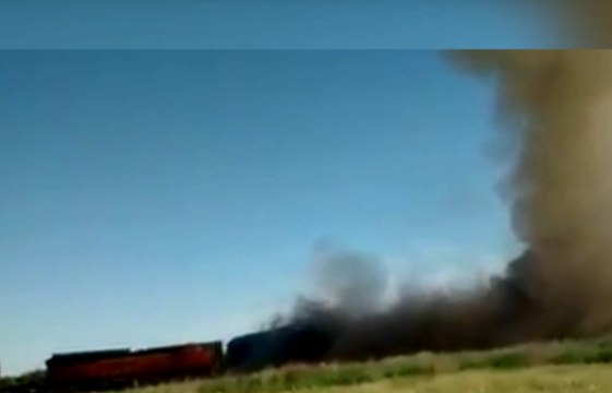 Incendio por choque de trenes en Texas, Estados Unidos