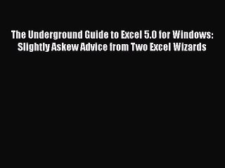 [PDF] The Underground Guide to Excel 5.0 for Windows: Slightly Askew Advice from Two Excel