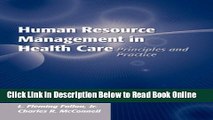 Download Human Resource Management In Health Care: Principles And Practice  Ebook Free