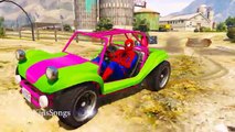 RED TRACTOR in Spiderman Cars Cartoon with Nursery Rhymes Songs for Kids and Children