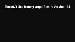 Read Mac OS X Lion in easy steps: Covers Version 10.7 PDF Free