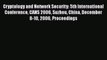 Read Cryptology and Network Security: 5th International Conference CANS 2006 Suzhou China December