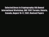 Read Selected Areas in Cryptography: 8th Annual International Workshop SAC 2001 Toronto Ontario