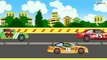 Racing Cars with Police Car, Fire Trucks and Ambulance. Cars & Trucks Cartoons for children