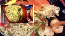 STEAMED CRAB LEGS & SHRIMP ZUCCHINI PASTA WITH RANCH SAUCE #WIAT2016
