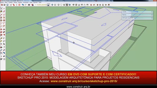 Curso SketchUp Básico Gratuito 18/40: Modelagem da empena de um telhado de 2 águas