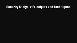 Read Security Analysis: Principles and Techniques Ebook Free