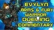 Evylyn - 6.1.2 Arms & fury warrior Live Dueling commentary! level 100 wow wod warrior pvp