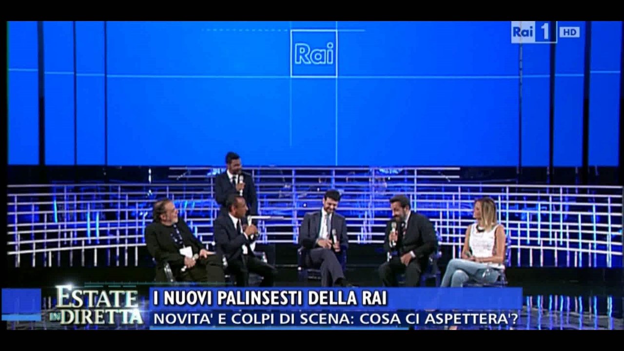 Flavio Insinna ospite a "Estate in diretta", su Rai 1, per la presentazione dei palinsesti Rai 2016/2017 - 28/06/2016