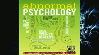 FREE PDF  Abnormal Psychology 2nd Edition  DOWNLOAD ONLINE