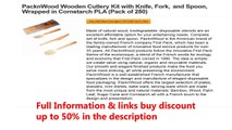 PacknWood Wooden Cutlery Kit with Knife, Fork,  and Spoon, Wrapped in Cornstarch PLA (Pack of 250)